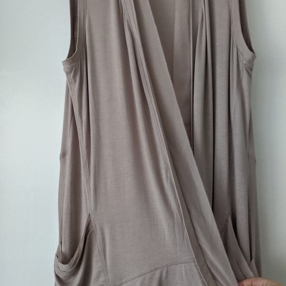 LOGO by Lori Goldstein Taupe Asymmetrical Vest - Picture 3 of 5